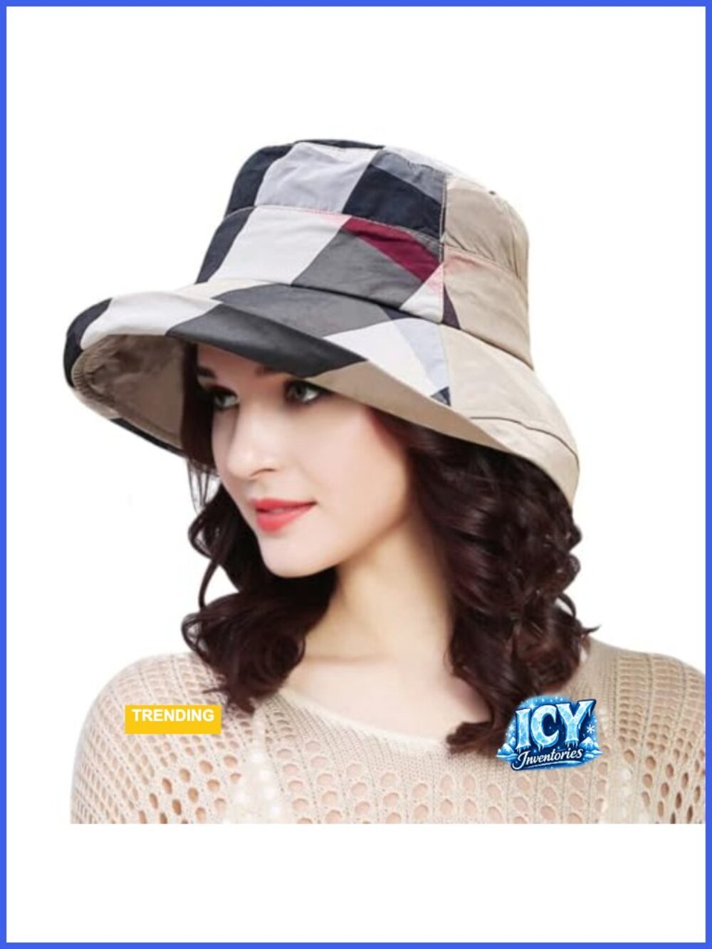 Tartan Plaid Bucket Hat Waterproof Packable Sun Cap Large Brim